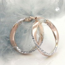 Creolen Ohrringe bicolor diamantiert 375 Gold