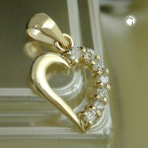 Anhänger Herz mit Zirkonias 375 Gold