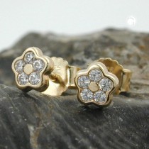 Ohrstecker kleine Blume Zirkonia 375 Gold