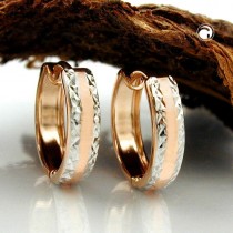 Creolen Ohrringe bicolor diamantiert 375 Rotgold