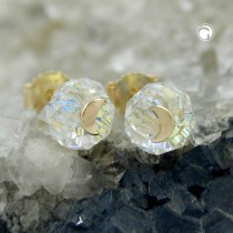 Ohrstecker Glas-krist-weiß Mond 585 Gold