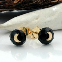 Ohrstecker Glas-schwarz Mond 585 Gold