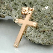 Anhänger Kreuz matt-diamantiert 375 Rotgold
