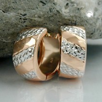 Creolen Ohrringe bicolor glänzend 375 Rotgold
