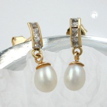 Ohrstecker mit Perle Zirkonia 375 Gold