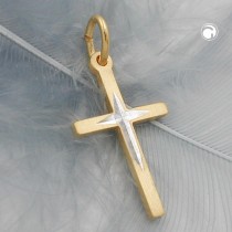 Anhänger Kreuz bicolor 375 Gold