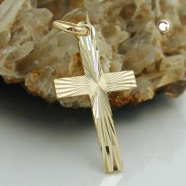 Anhänger 23x13mm Kreuz diamantiert 375 Gelbgold