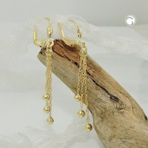 Ohrring 3 Kettchen mit Kugel 333 Gelbgold