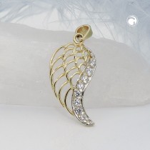 Anhänger Engelsflügel Zirkonia 375 Gold GOL
