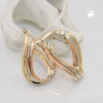 Creolen Ohrringe tricolor 375 Gelbgold