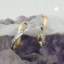 Creolen Ohrringe bicolor diamantiert 375 Gelbgold