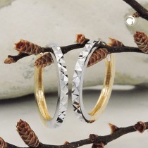 Creolen Ohrringe bicolor diamantiert 375 Gold