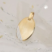 Anhänger Gravurplatte oval bicolor 375 Gold