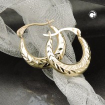 Creolen Ohrringe glänzend diamantiert 375 Gold