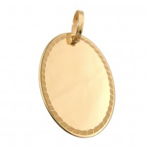 Anhänger Gravurplatte oval mit Rand 375 Gold