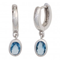 Creolen 925 Sterling Silber 2 Zirkonia hellblau blau Ohrringe Silbercreolen