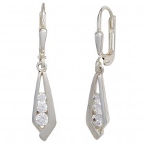 Boutons 925 Sterling Silber mattiert 6 Zirkonia Ohrringe Ohrhänger