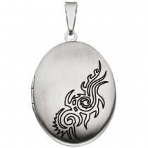 Medaillon oval Edelstahl mattiert Anhänger zum Öffnen