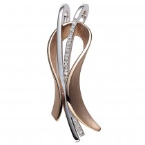 Anhänger 585 Weißgold Rotgold bicolor teilmatt 11 Diamanten Brillanten