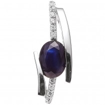 Anhänger 585 Weißgold 1 blauer Safir 10 Diamanten Brillanten Goldanhänger