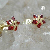Ohrstecker synthetischer Granat 375 Gold
