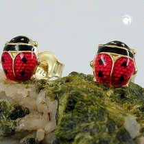 Stecker Marienkäfer rot-schwarz 333/- Gold