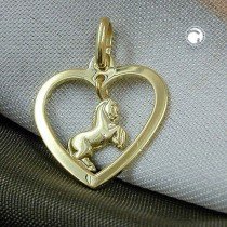 Anhänger Herz mit Pferd 375 Gold