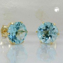 Ohrstecker synthetisch Blautopas 333 Gelbgold
