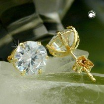 Ohrstecker großer Zirkonia rund 375 Gold