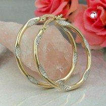 Creolen Ohrringe bicolor diamantiert 375 Gold