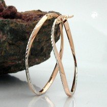 Creolen Ohrringe bicolor geschwungen 375 Rotgold