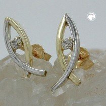Ohrstecker JesusZeichen bicolor 375 Gold