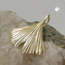 Anhänger 20mm Ginkgoblatt glänzend 375 Gold