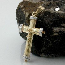 Anhänger Kreuz-Jesus bicolor 375 Gelbgold