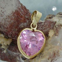 Anhänger Zirkonia-Herz pink 375 Gold