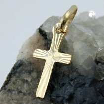 Anhänger 14x7mm Kreuz diamantiert 585 Gelbgold