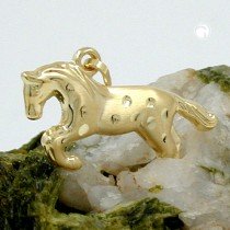Anhänger Pferd matt-diamantiert 375 Gold
