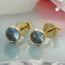 Ohrstecker 4mm synth. Aqua 375 Gold