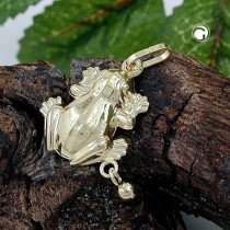 Anhänger Frosch mit Kugel 375 Gold