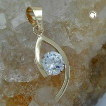 Anhänger oval mit Zirkonia 375 Gold