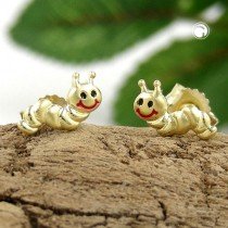 Ohrstecker Wurm matt-glänzend 375 Gold