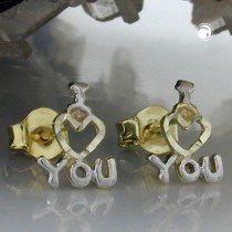 Ohrstecker I LOVE YOU bicolor 375 Gold