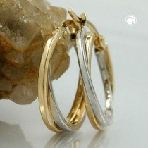 Creolen Ohrringe Gelbgold und Weißgold 375 Gold