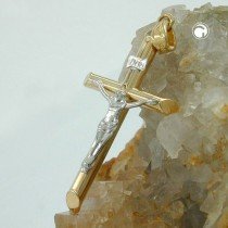 Anhänger Jesuskreuz bicolor 375 Gelbgold