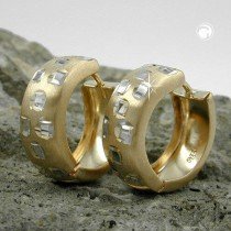 Creolen Ohrringe bicolor diamantiert 375 Gelbgold