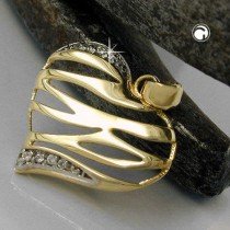 Anhänger Herz bicolor Zirkonia 375 Gold