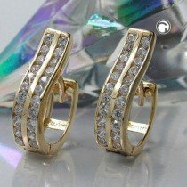 Creolen Ohrringe mit vielen Zirkonias 375 Gold