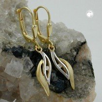 Ohrring bicolor mit Zirkonia 375 Gold