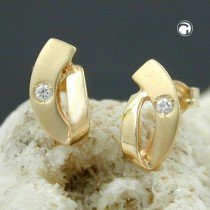 Ohrstecker matt-glänzend Zirkonia 375 Gold