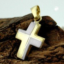 Anhänger Kreuz bicolor 585 Gelbgold